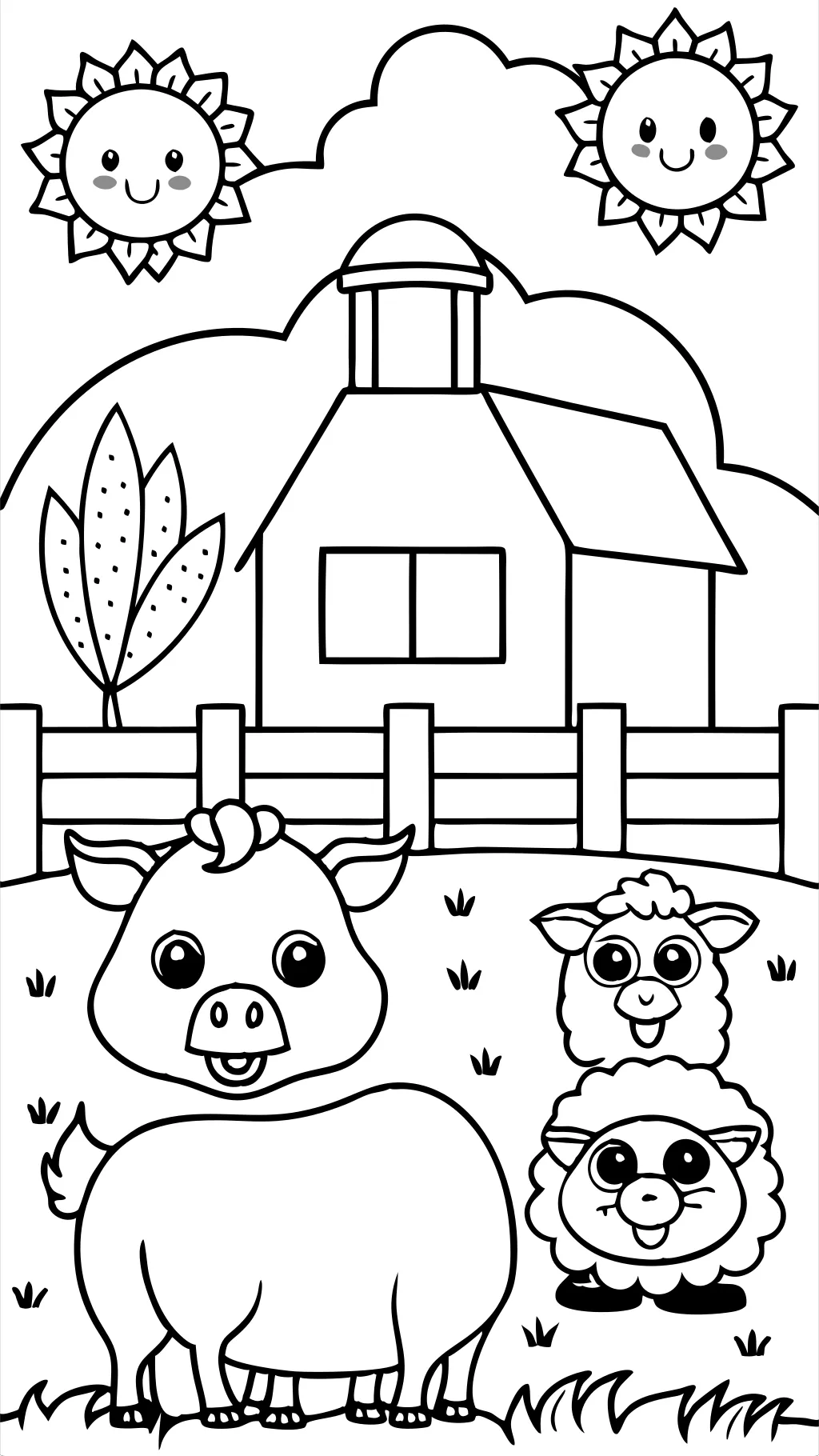 Páginas para colorear de animales de granja para preescolares